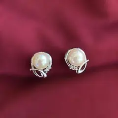 上品 パール×スワロフスキー イヤリング シルバー 小ぶり 結婚式 大人可愛い