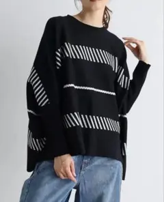 【新品タグ付】MEDOC original ジャガードドルマンニット ブラック