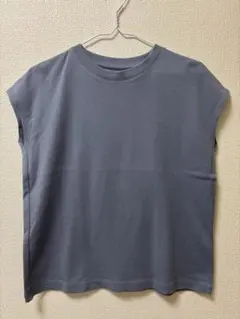 無印良品 スムース編みフレンチスリー ブTシャツ 婦人M スモーキーブルーのサムネイル