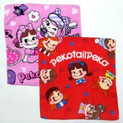 不二家 ペコちゃん ハンドタオル レッド ピンク 2点セットのサムネイル