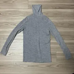 【UNIQLO】メリノリブタートルネックセーター レディース グレー XL