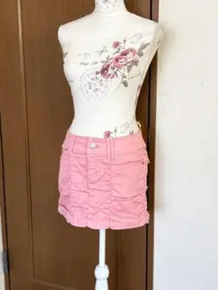 サイズL【C・O・L・Z・A】ピンク ギャザー入り デニムタイトスカート