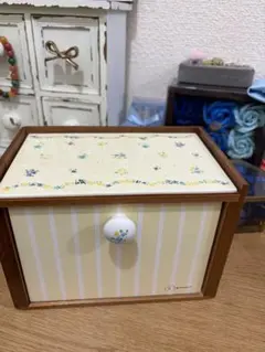 陶器＆木製　引き出し付き小物入れ　キッチン小物