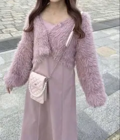 （新品）キャミワンピ×ニットカーディガンセット　ピンク