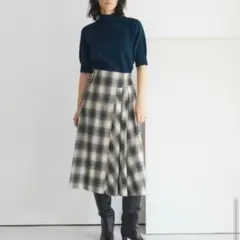 新品 未使用 ANAYI オンブレチェックフレアスカート 38 チェック柄 女