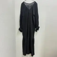 【Freeda】フリーダ　黒のレースロングドレス Vネック