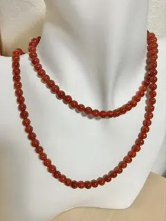 天然石 南紅瑪瑙 6mm ロングネックレス 73cm 高品質 - メルカリ