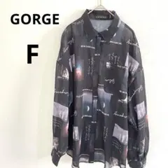GORGE ブラック プリント ボタンシャツ ブラック 長袖 宇宙 総柄 Fのサムネイル