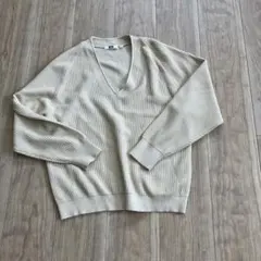 UNIQLO Ｕ　アイボリーVネック セーター M