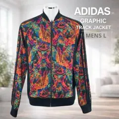 【adidas】総柄トラックジャケット マルチカラー メンズＬ 100