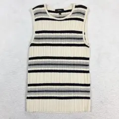 セオリーリュクスボーダー柄 ノースリーブ カットソー肩ボタン38☆新品