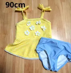 petit main 水着 女の子用 イエロー チェック