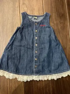 ムージョンジョン　デニム　ワンピース　レース