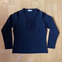 MICALADY ミカレディ　黒 長袖ニット フリル装飾　Ｌサイズ