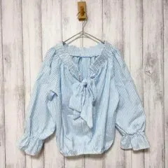 Cona Blue　コナブルー　ボウタイブラウス　エリ袖口シャーリング