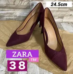 ZARA TRF パンプス　ヒール８cm スウェード ボルドー 38 美品