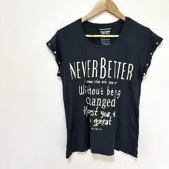 【アズール】コットン混フレンチスリーブプリントTシャツ　S　チャコールグレー系のサムネイル