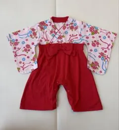 花柄和風ロンパース 60cm