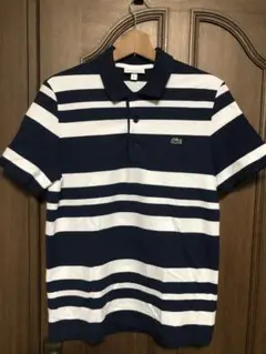 LACOSTE スリムフィット ポロシャツ US M ネイビー/ホワイト