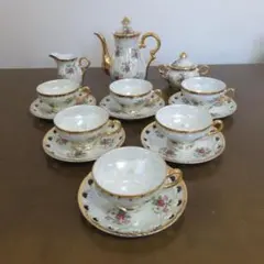 カップアンドソーサー ポット ミルクポット シュガーポット セット 金彩