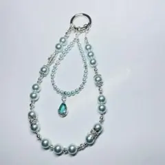 水色ハンドメイドスマホ携帯ストラップ