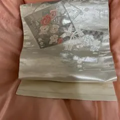 シルバー 花柄刺繍 名古屋帯9寸のサムネイル