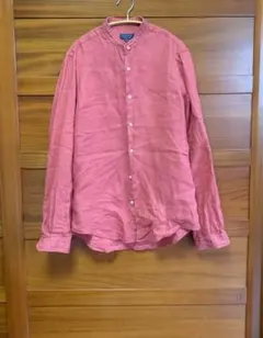 美品 ORIAN バンドカラーシャツ リネン 麻 スリムフィット イタリア製 