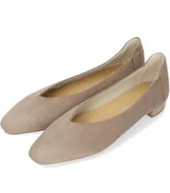 ベージュ やわらかVカットフラットパンプス