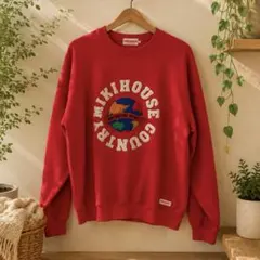miki HOUSE MEN’S スウェット トレーナー レッド ロゴ刺繍のサムネイル