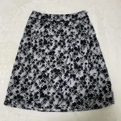 アリスバーリー 膝丈スカート 7号 花柄 チェック ベルベット 日本製 美品