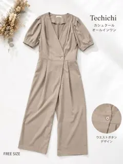 Techichi テチチ カシュクール オールインワン ベージュ F 半袖のサムネイル