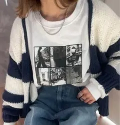 しまむら　ボーダーZIPニットカーディガ（asami）　LPサイズ