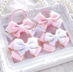 SALE(38) ゆめかわ 4点セット ヘアゴム♡リボン ハンドメイド ピンク白