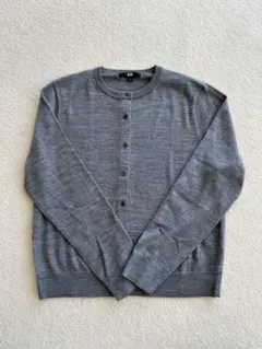 ユニクロ/メリノクルーネックカーディガン GRAY
