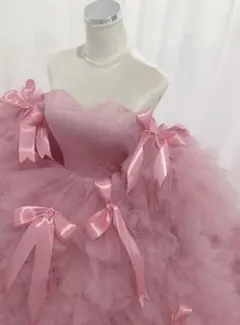 キヨコハタ風ピンクオフショルダーカラードレス➕パニエ付き