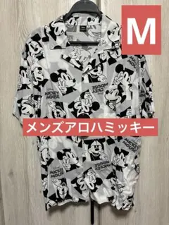 ディズニー　ミッキー　総柄　半袖　アロハシャツ　Mサイズ　新品のサムネイル