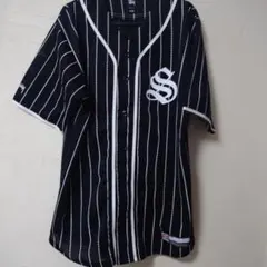 Stussy ベースボールシャツ ストライプ ブラック M - メルカリ