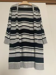 ボーダー　ロングカーディガン　M
