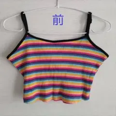 【SHEIN】Ｌ size　キャミソール　リブ　ハーフトップ　ボーダー　ショート