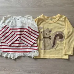 長袖　Tシャツ　ボーダー　2枚セット　西松屋　90