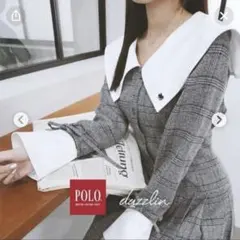 値下げ依頼対応　dazzlin POLO ビックカラーサイドプリーツワンピース