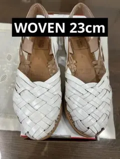 サイズ6 (23cm)WOVEN ウーヴン /レザー メッシュ サンダル編み込み