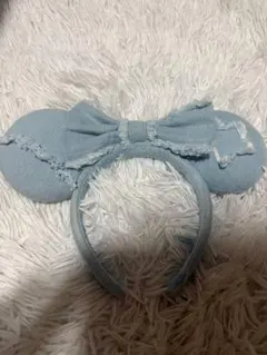 水色 デニム ディズニー ミニー カチューシャ