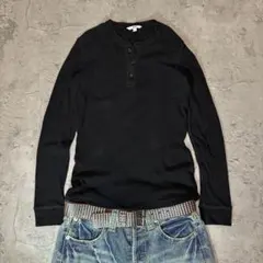 OLD UNIQLO ワッフル サーマル ヘンリーネック ロンT 黒 y2kのサムネイル