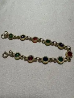 カラフルストーン付きチェーンブレスレット