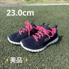 スケッチャーズ スニーカー 23.0cm ネイビー　ピンク　ランニング　軽量