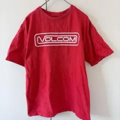 VOLCOM 【L】レッド 赤 Tシャツ 半袖 トップス レディース 古着