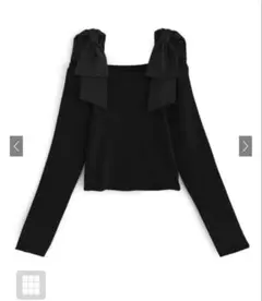 オフショルダーリボンストラップニットトップス