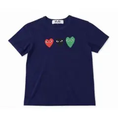 PLAY COMME des GARÇONS Tシャツ ネイビー 3連ハート