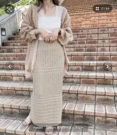 アプレジュールクレア 透かし編み タイトスカート ロング丈のサムネイル